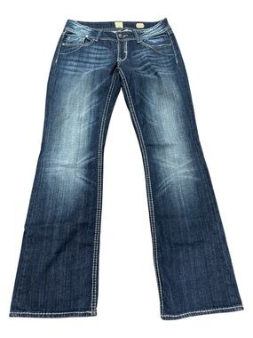 Studio 5 Denim Embellished Pocket Boot Cut Jeans Size 9 x 33 Medium Wash